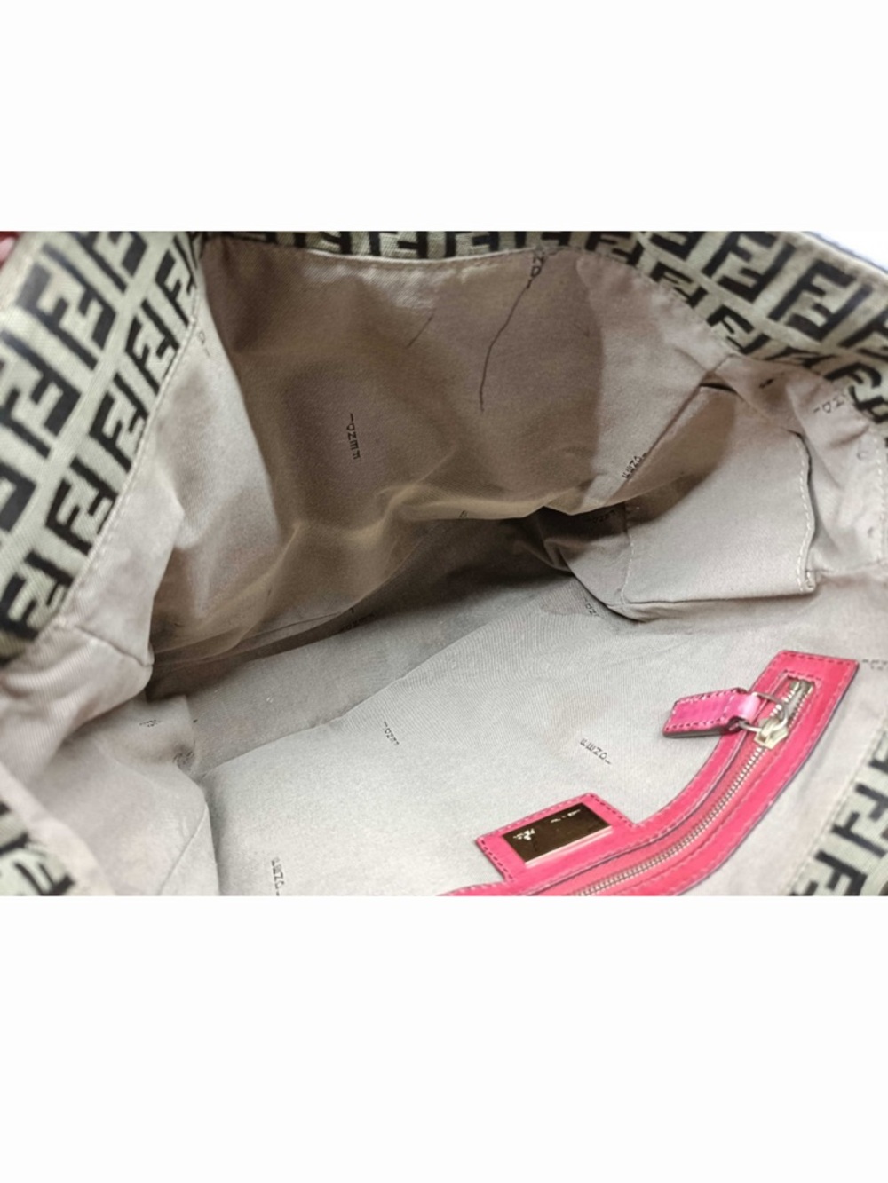 Fendi Brown FF Logo Canvas Tote with Red Leather Trim - Picture 10 of 10